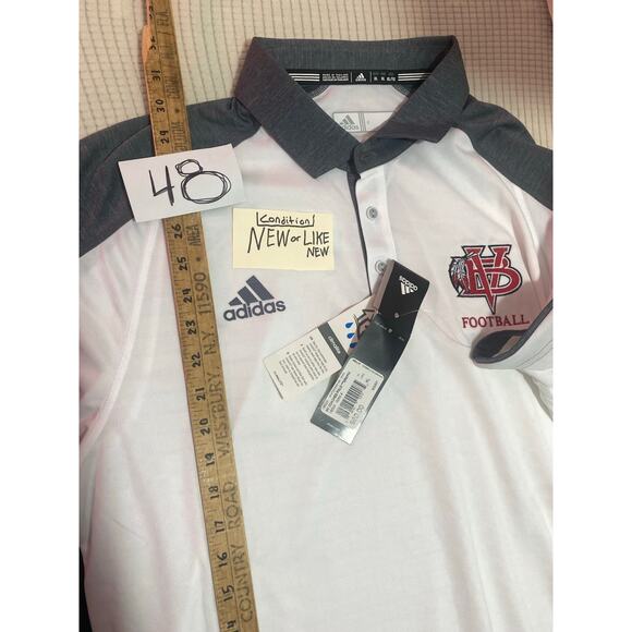 NEW Adidas Stadium Coaches Sustainable Polo SS Collared Button Wht Men's XL - Picture 3 of 8